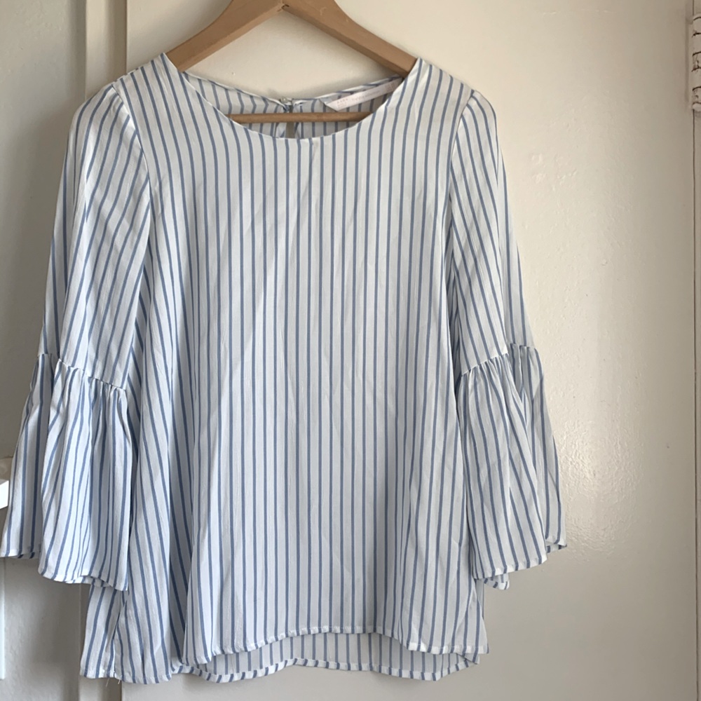 Zara Striped Bell Sleeve Blouse